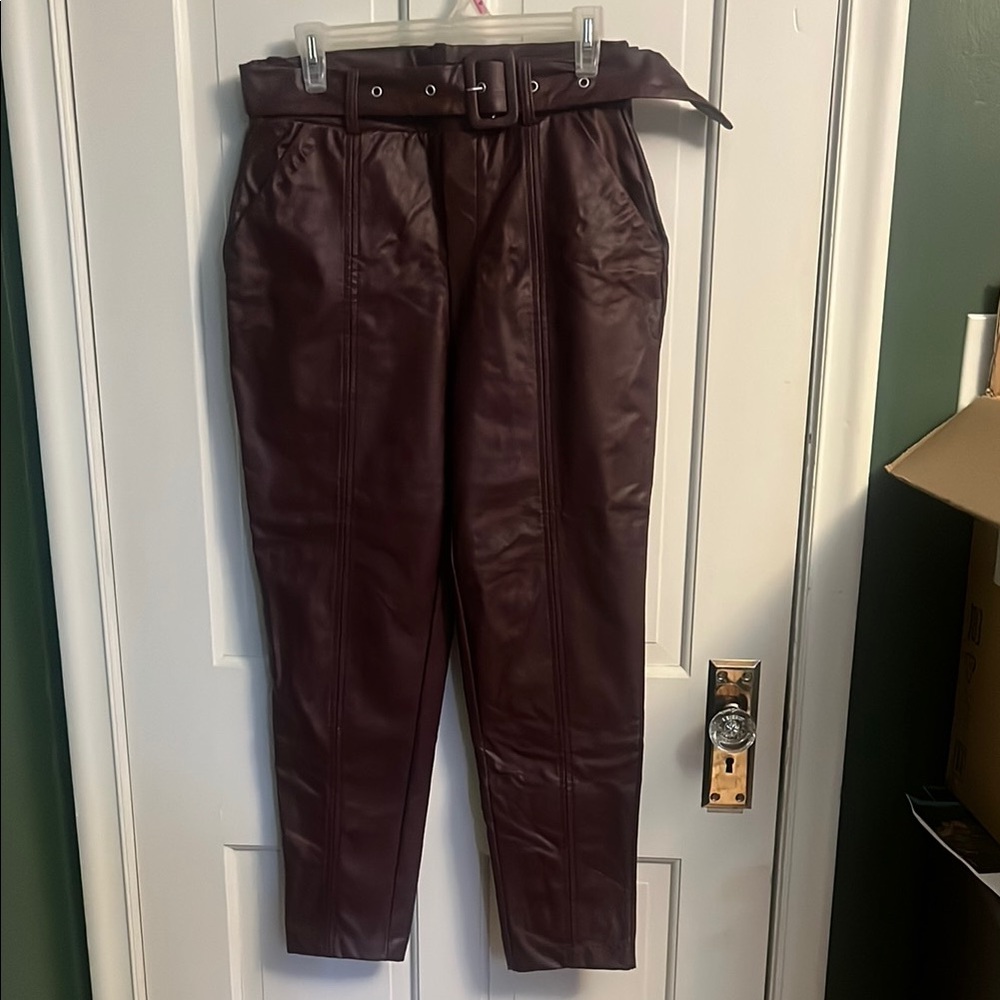 Fashion Nova Burgundy Pleather Pants
